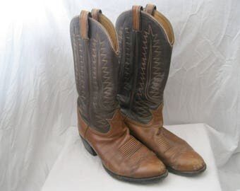 Brown Leather Tony Lama Cowboy Boots Size 9 1/2 D
