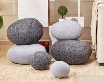 Best Selling Mixed Solid Color Stone Soft Felt Pets Rock Pillow Covers Floor Cushions Throw Pillows 6 Pieces Set ~ NO Filling ~ FREE SHIP