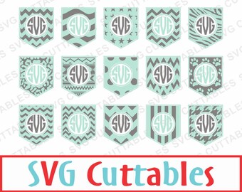 Pocket Monogram Frames SVG, DXF, EPS, Pocket Vectors, Digital Cut File
