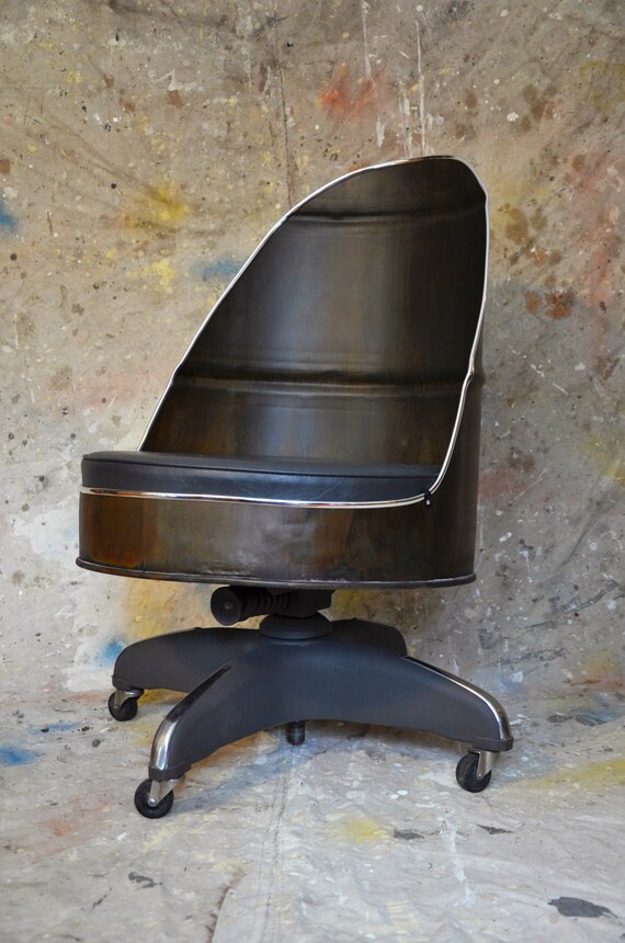 Industrial Office Chair Barrel Style with vintage base.
