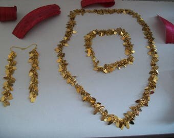 Ornament gold necklace + bracelet + earring