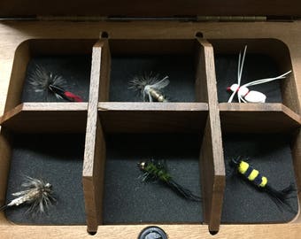 Personalized Fly Fishing Box - Design your own fly fishing box! - 6 Handmade Flies Included!
