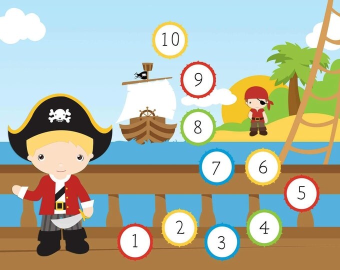 Magnetic Reward Charts - Pirate Reward Chart - Family organization - Preschool Resonsibility - Potty Training Chart