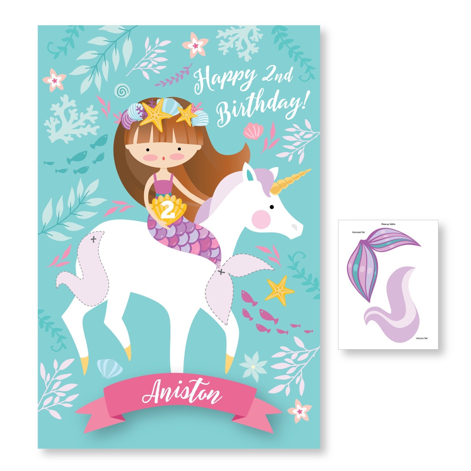 mermaid unicorn birthday the Pin the and Tail / Unicorn on and Mermaid Mermaid