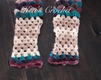 Dragon Gloves,Dragon Fingerless Gloves,Crochet Dragon Gloves,Crochet Arm Warmers,Wrist Warmers,Crochet Wristers,Crochet Scaled Gloves