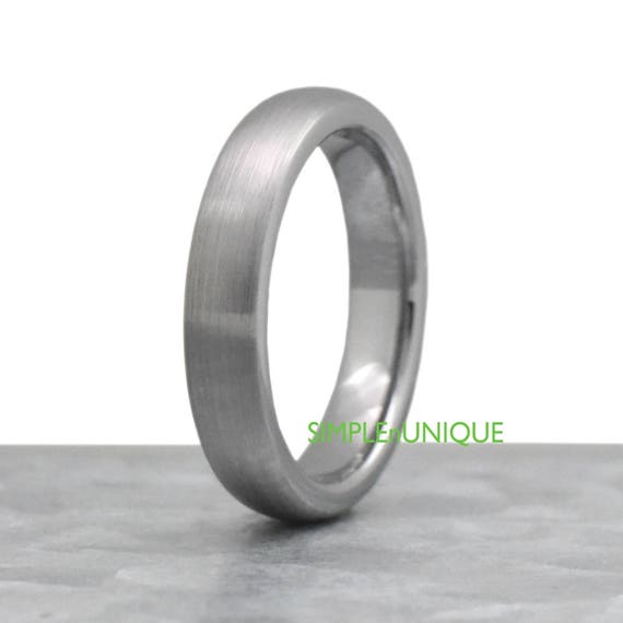 4MM Tungsten Wedding Band Comfort Fit Classic Dome Brushed