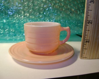 Vintage Hazel Atlas Little Hostess Pink cup & saucer (Platonite)