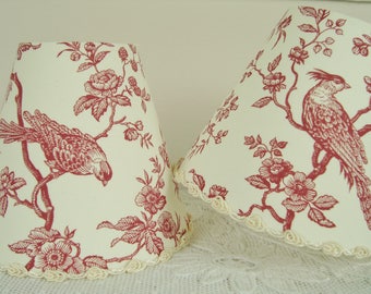 Lampshade French toile de jouy bird fabric 11 x 13 cm / 4.3 x 5.1 ins for Wall Light or chandelier