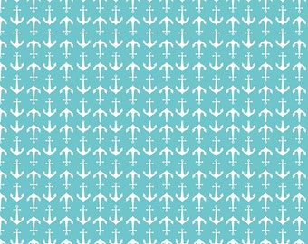 Anchor Blue Riley Blake flannel fabric by the yard, teal anchor flannel, baby blanket fabric, nautical fabric, quiling flannel,pajama fabric