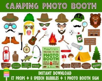 PRINTABLE Camping Photo Booth Props–Photo Booth Sign-Camper Props-Camper Photo Booth-Camping Party Props-Scout Photo Props-Instant Download