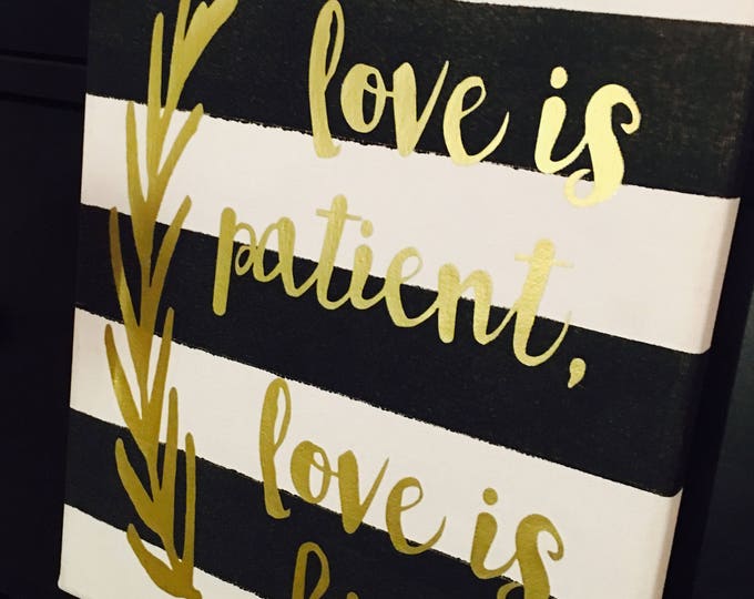 Love is Patient, Love is Kind Canvas Wall Art, 1 Corinthians 13, Canvas Art, Home Decor, Bible Verse Art