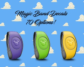 Set 1 Magic Band Character Decals, Glitter and Solid Colors