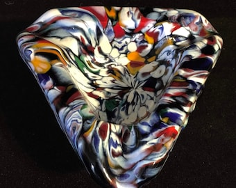 Fab Chunky End of Day Art Glass Ashtray Bowl Murano MCM Modernist