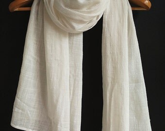 White Unisex Cotton scarf Supply for Indigo dyed - Soft Cotton Winter warm Scarf - White cotton scarf for dyed - Holiday gift idea snow gift