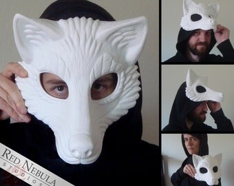 Resin Wolf Mask Blank, Stylized Wolf Face Mask, Wolf Masquerade Mask, Resin Half Mask, DIY Blank Mask, Canine Masque, Husky Mask, Costume