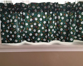 Golf Balls & Tees Valance Curtain 42" W x 13" L