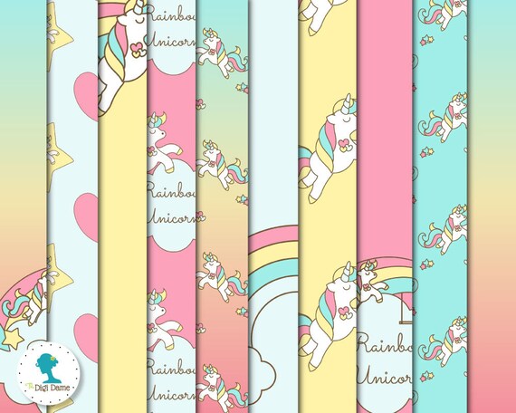 rainbow unicorn digital scrapbooking paper pack buy 2 get 1 free