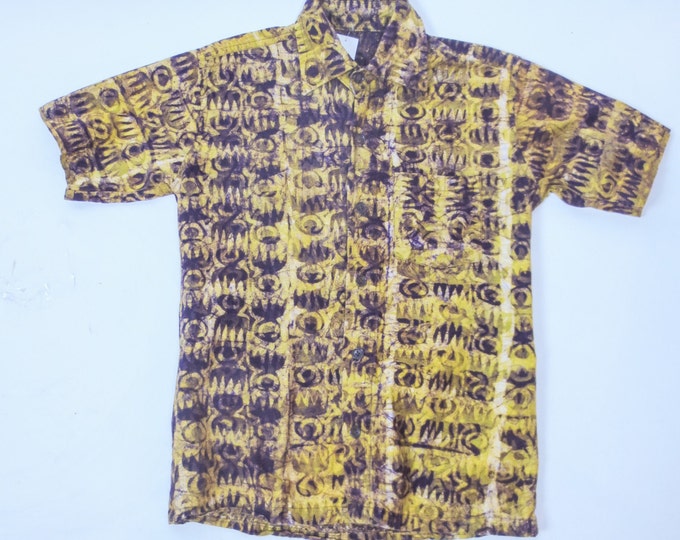70s Afro Parisienne Geometric African wax print batik shirt