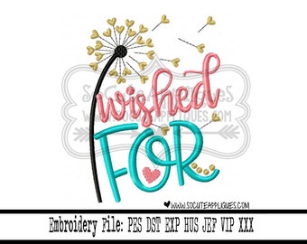 New Baby Embroidery design 5x7 6x10 Wished for, Christian, dandelion, socuteappliques, inspirational embroidery, dreams & wish