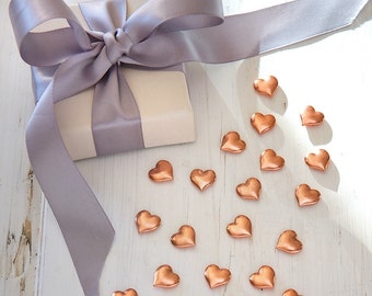 Wedding table confetti Rose Gold heart shaped, Re-usable metal heart wedding table confetti, Party table decor confetti
