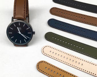 Leather Wrist Watch - Tan - Quality Leather Band - DIY Kit - Watch Strap 20mm - Mens Watch - Womens Watch - Full Grain Leather - Craft Kit