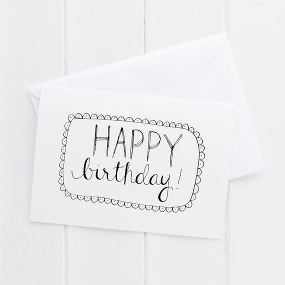 Happy Birthday Hand lettered Card print typography gift