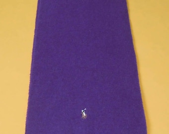 Polo Ralph Lauren Scarf Lambswool Colored Pony Solid Theme Purple Vintage Muffler Foulard Shawl Wrap Made In Italy 62" X 12"