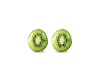 Kiwi Fruit Stud Earrings - Fruit Stud Earrings - Kiwi Stud Earrings - Surgical Steel Stud Earrings - Hypoallergenic Stud Earrings - Kiwi
