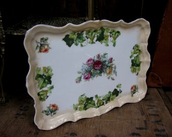 Floral Tray, Vanity Table Tray, Dressing Table, Ceramic Tray, Vintage Florals, Decorative Tray, Bedroom Tray, Vintage Roses, Rose Print Tray