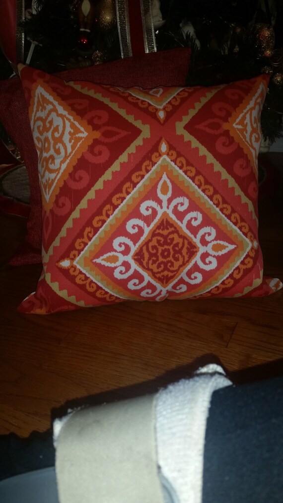Spanish Tile Coral Pillow Cover with velcro closure Removable