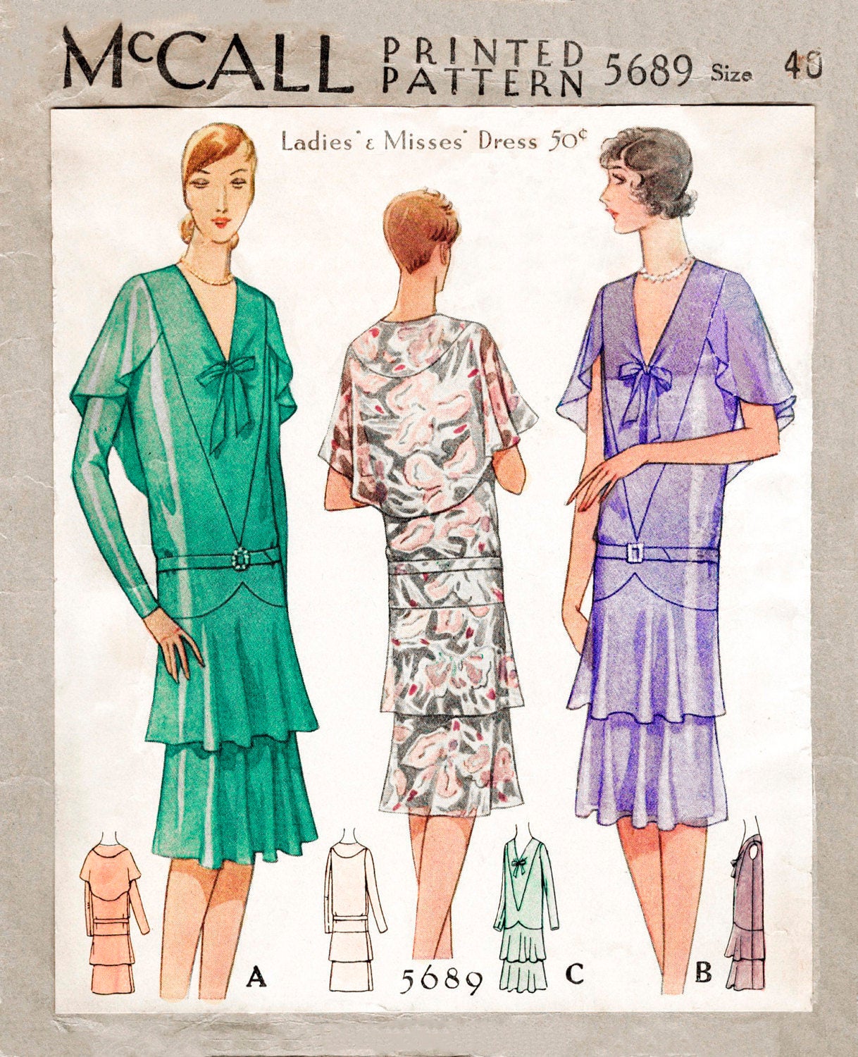 1920s 20s repro vintage sewing pattern flapper day or evening