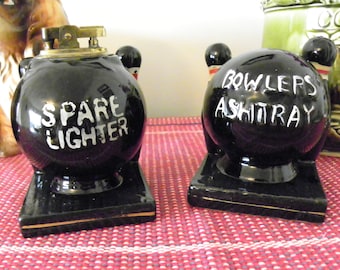 Bowler's Ashtray And Spare Lighter Set By Tilso Japan