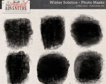 Photo Template, Winter Solstice, Digital Photo Mask, Handmade Clipping Masks, Frosty Texture, Instant Download, Digital Scrapbook Supplies