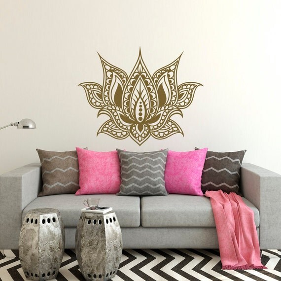Lotus Flower Vinyl Wall Decal Graphic Morrocan Pattern Boho