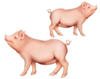 Pig Cutout, Farm Animal Cutout, Pig Template, Stylized Pig Image, Classic Pig,Farm Animal Cutout, Farm Animal Wall Décor Art,Pink Pig Cutout
