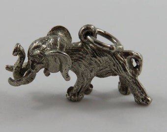 Elephant Sterling Silver Vintage Charm For Bracelet