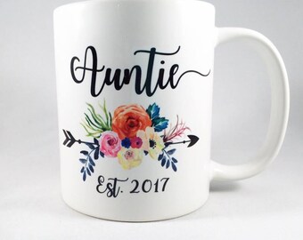 Aunt Mug / Pregnancy Reveal Mug / Auntie Mug / Gift for Aunt / New Aunt Mug / New Aunt Gift / Gift for Aunt / Customized Mug / Est Date Mug