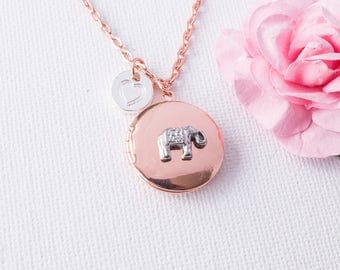 Elephant necklace, elephant locket, rose gold locket,keepsake, Rose gold locket,photo locket, elephant, keepsake gift, RGPIELEL11