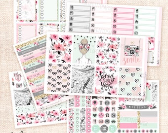 Girly - Planner sticker kit / 6 sheets - Erin Condren, Happy Planner