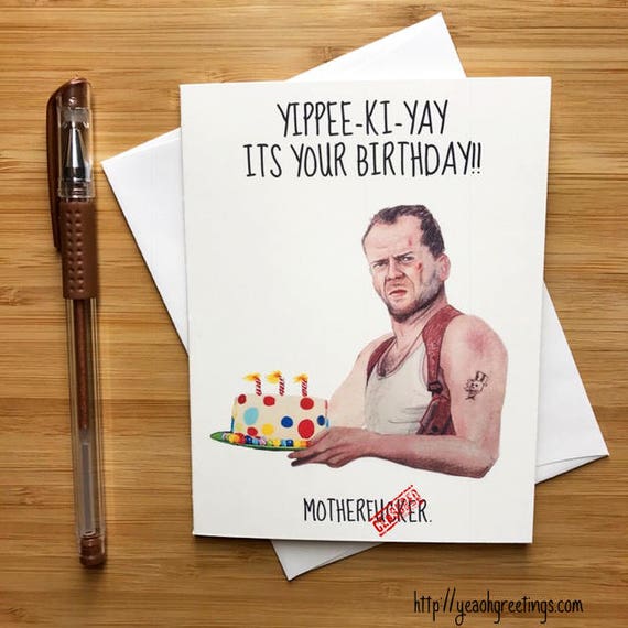 Funny Bruce Willis Birthday Card 1980s Action Movies Pop