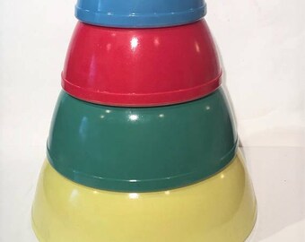 Pyrex Primary Colors Mixing Bowl Set| Vintage Primary Colors Nesting Bowls 401-404