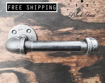 Industrial Toilet Paper Holder, Pipe Toilet Paper Holder, Industrial Home Decor, Black Iron Industrial Toilet Paper Holder