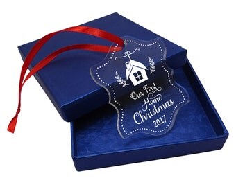 Personalized Laser Engraved Tree Ornament, Custom Christmas Ornament, Our First Home Ornament, Christmas Gift Hanging With Gift Box PCO18
