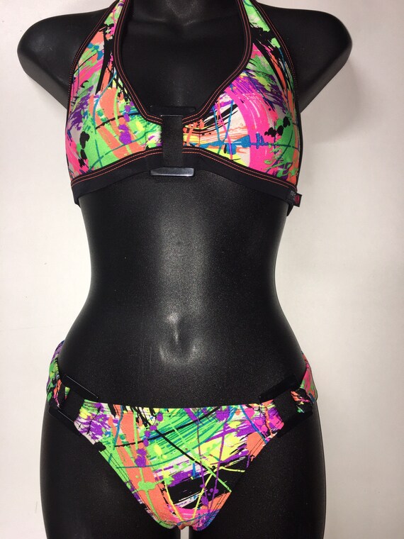 ONEof aKIND *** MissManeater VANDALIZE buckle front fixed thick bind long halter top *** MAX coverage!
