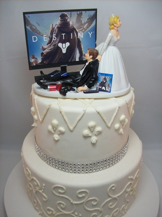 GAMER Funny Wedding Cake Topper Video Game Gaming Junkie