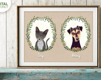 Custom pet portrait, Custom Cat portrait, Birthday Gift, Personalized Pet, Cat Memorial, Last Minute Gift, Cat Illustration