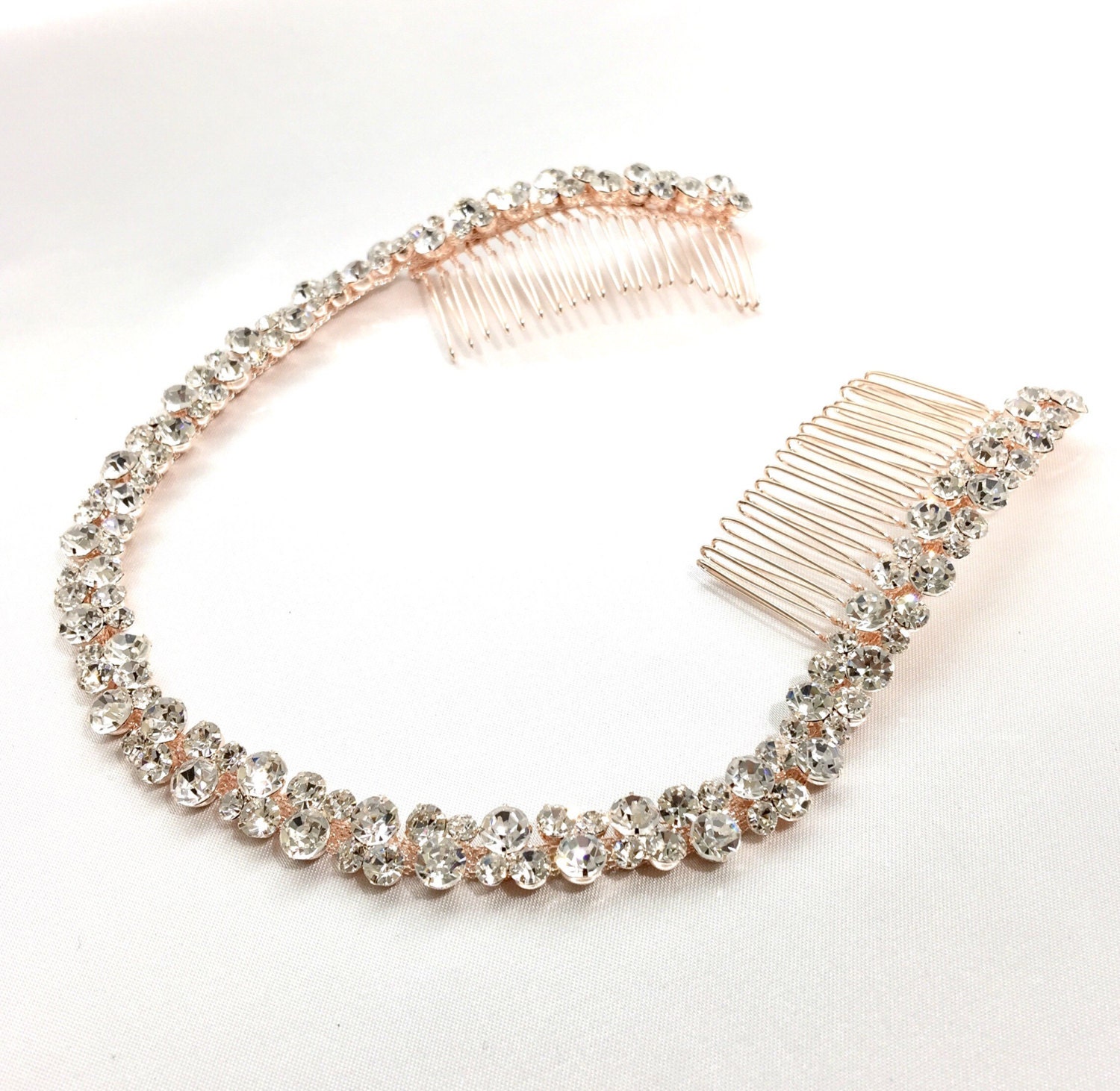Rose Gold Bridal Headband Rose Gold Headpiece Rhinestone