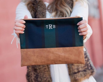 Monogrammed Personalized Zipper Pouch, Monogram makeup bag, Monogrammed Clutch, Monogrammed Gift, For her