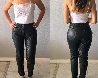Vintage Harley-Davidson High Waisted Leather Pants 1990's HD Leather