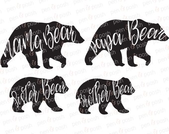 Svg - Momma Bear SVG - Mama Bear SVG - Family Bears SVG - Papa Bear Svg - Sister Bear Svg - Brother Bear Svg - Bear Clipart - Dxf